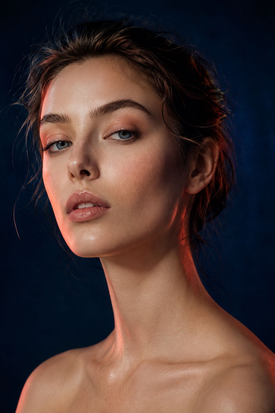 Editorial beauty portrait, fair skin