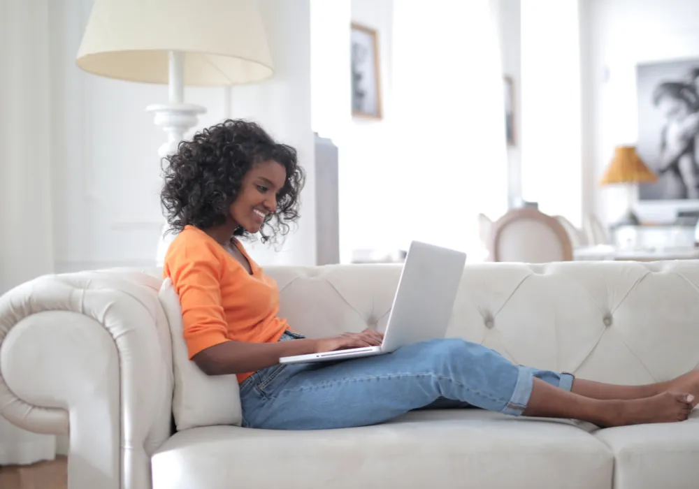woman researching a safe laser for Black skin in DC