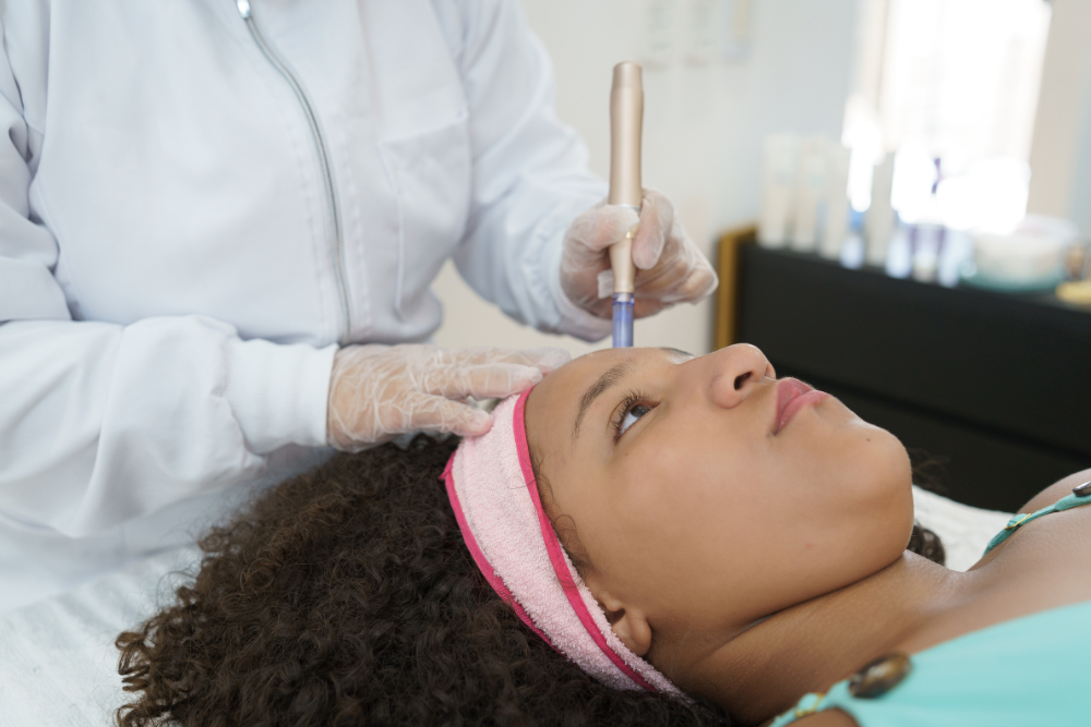 woman undergoing non-surgical skin tightening options for black patients in Washington DC