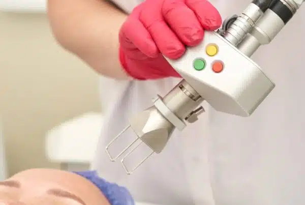 woman about to treat acne scars with a pico laser in DC