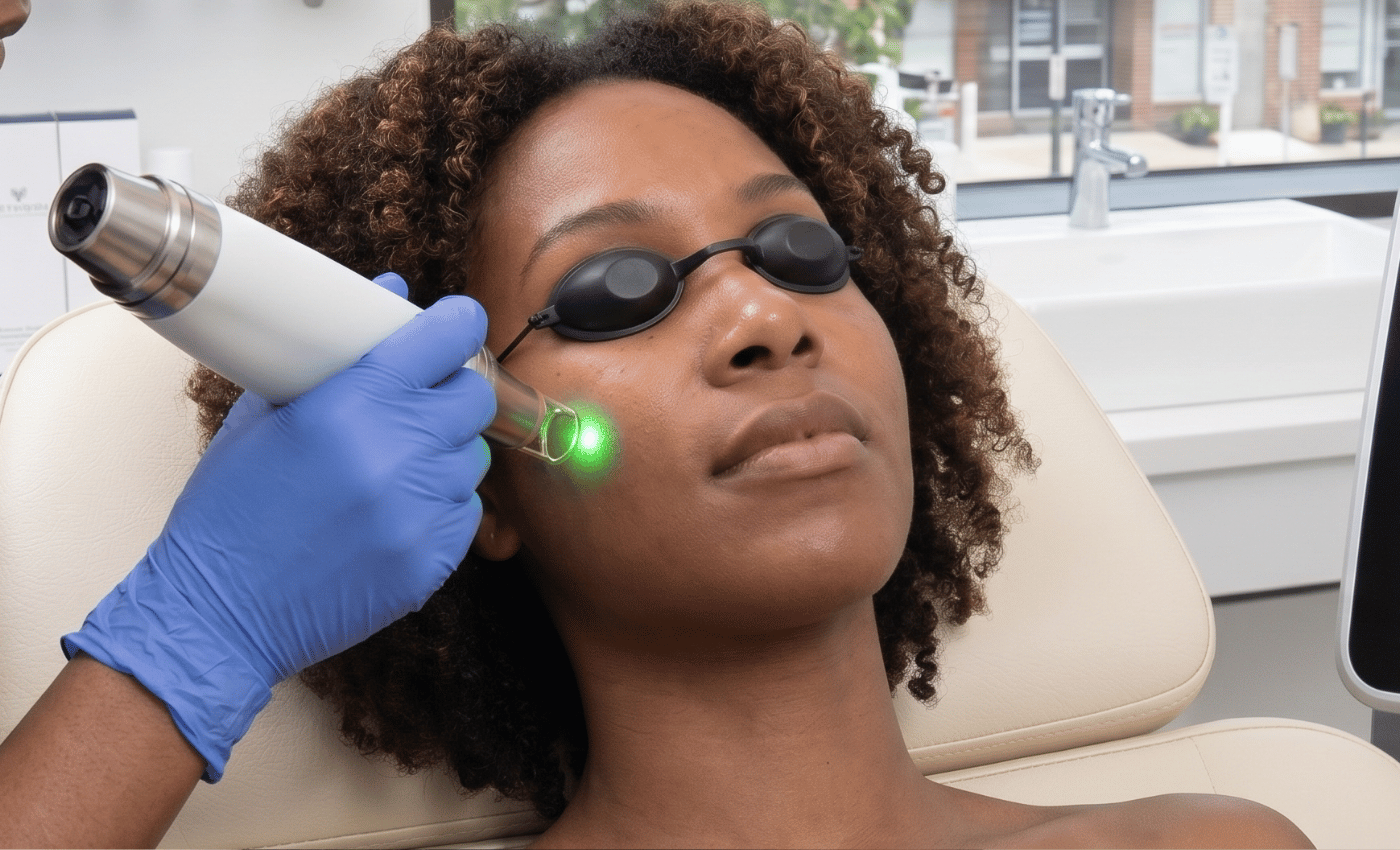 woman trying the best laser treatments for skin of color in DC