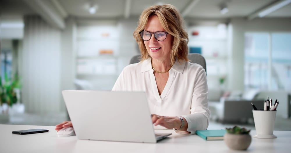 woman looking up how much younger laser resurfacing can make her look